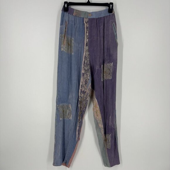 Unbranded Pants - Vintage Handmade Boho Hippie Pants Women’s Size Medium Purple‎ Green High Waist